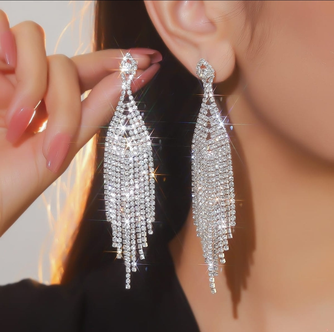 Aretes Largos plateados