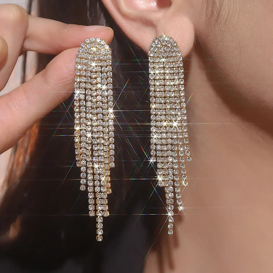 Aretes Dorados con cristales